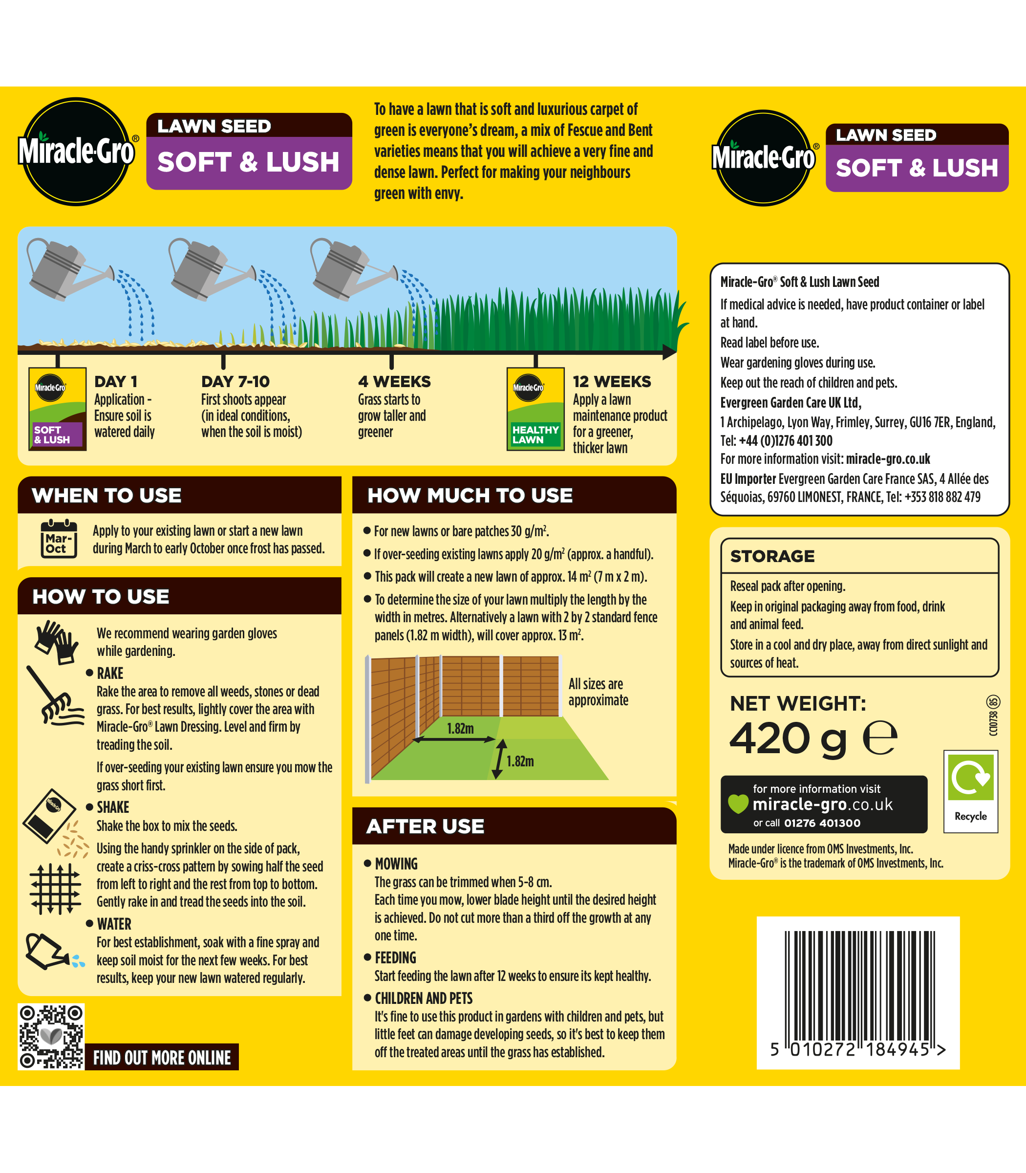 Miracle-Gro® Soft & Lush Lawn Seed 420g