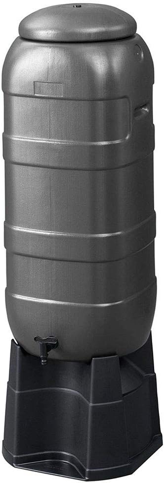 Mini Rainsaver 100 litre Water Butt Kit with Lid, Tap, Stand and Rain Diverter Kit Grey