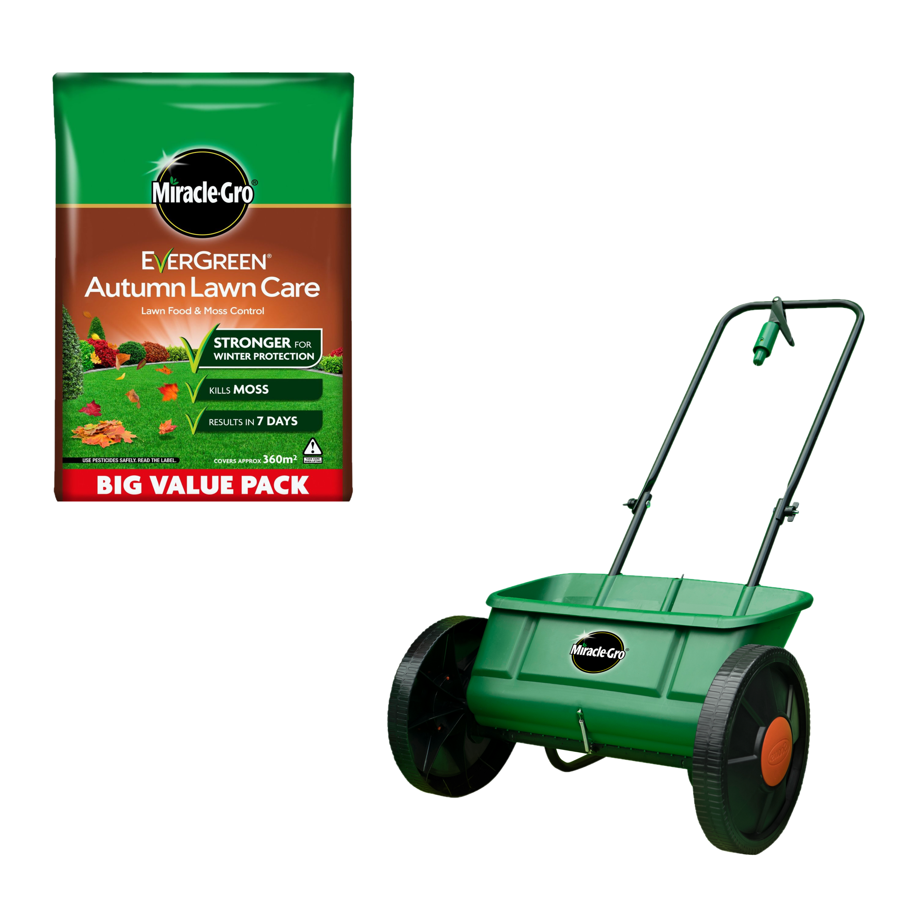 Miracle-Gro Autumn Lawn Care Feed 360m2 and Drop Spreader Bundle
