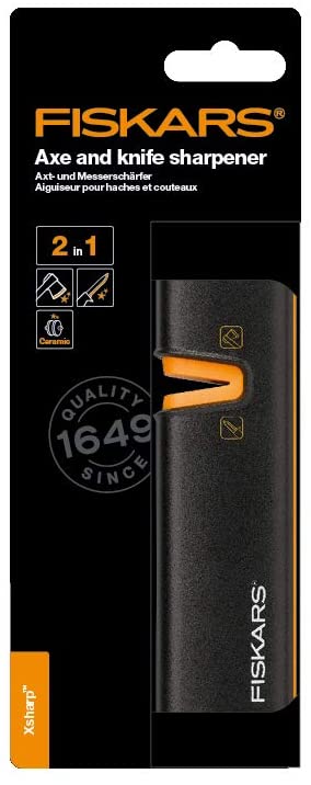 Fiskars Xsharp Axe And Knife Sharpener Ceramic Sharpening Stone/fiberglass Reinforced Plastic Case